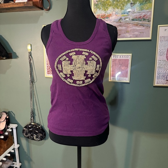 Tory Burch Tops - Tory Burch Purple Tank Top with Beaded Logo Size S 🧚‍♀️